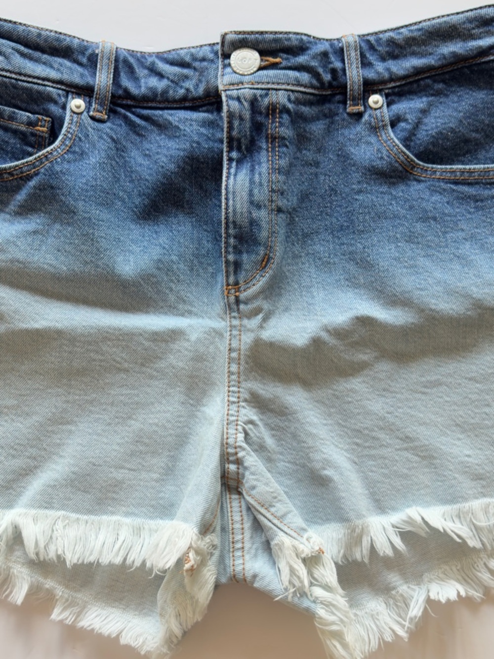 LOFT Blue and White Gradient Jean Shorts - Picture 5 of 14